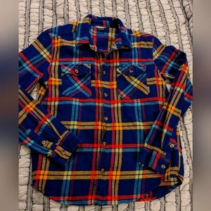 EDDIE BAUER boys plaid flannel button up shirt size Large 14